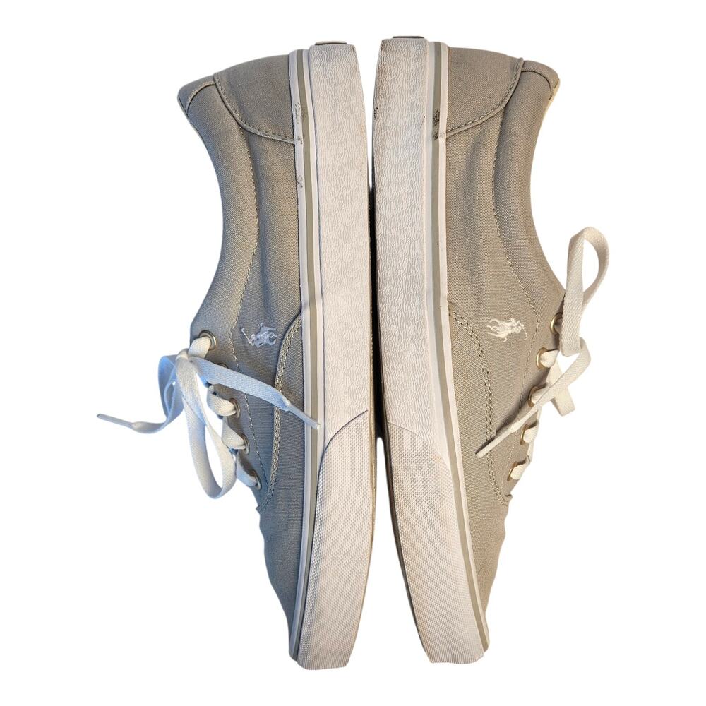 POLO RALPH LAUREN Men's 11 Keaton Shoes Sneakers Soft Gray Canvas Pony Logo - Picture 7 of 9